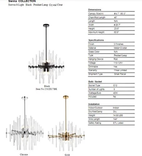 Chrome Sputnik Foyer Kitchen Island or Dining Room Chandelier 8 Light Fixture - Picture 9 of 9