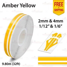 1/12" & 1/6" Twin Lines Stripe Tape Car Styling Decal Vinyl Sticker AMBER YELLOW