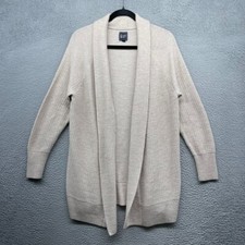 Gap Womens Long Open Cardigan Sweater Beige Knit Long Sleeve Ribbed Size M