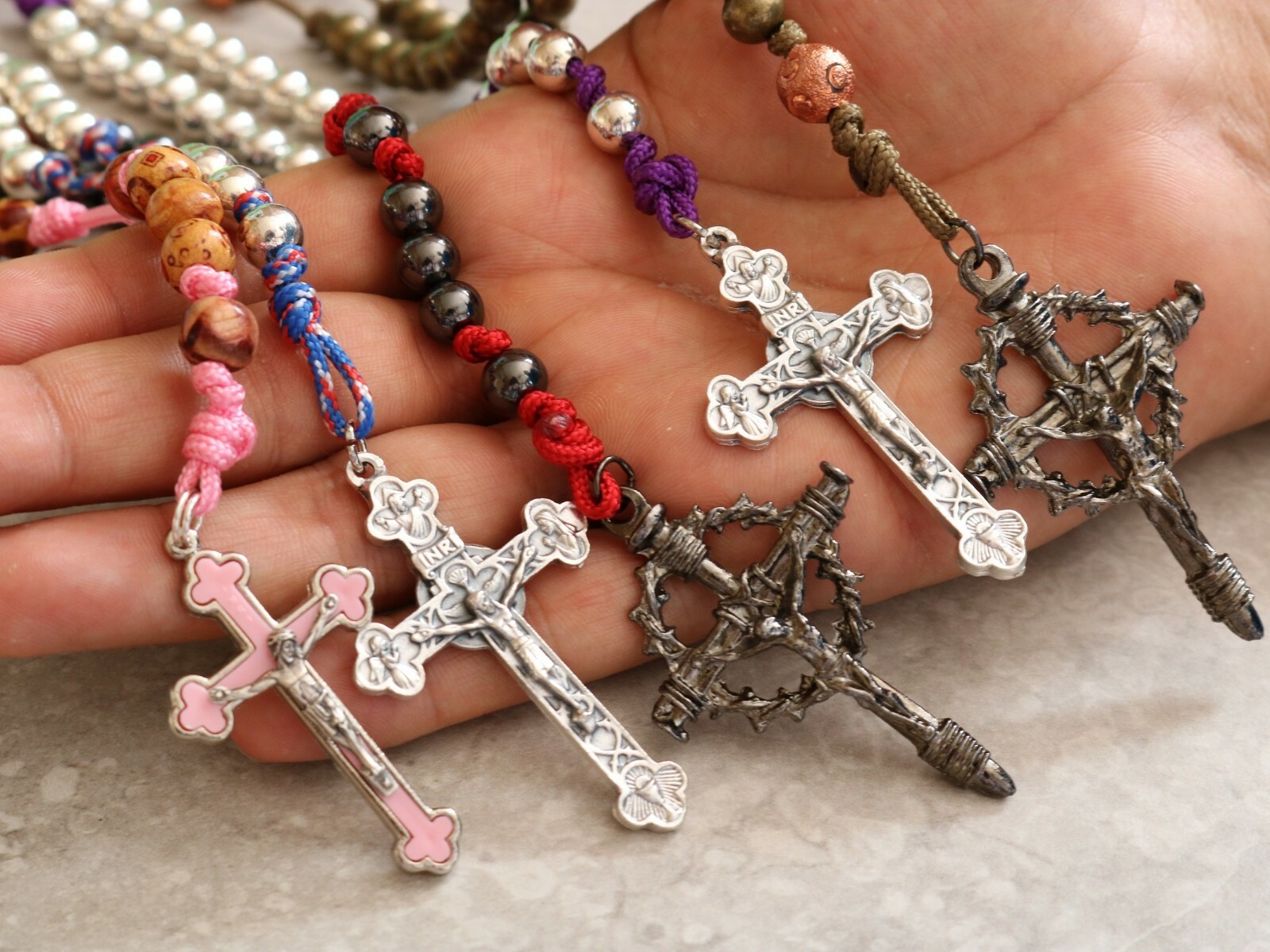 Rosary Camo Paracord Copper Steel Rope Cord Wearable Rosario Catholic ...