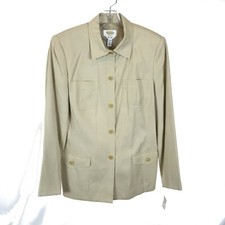 NWT Womens Size 8 Talbots Beige Pure Washed Silk Button Front Blazer Jacket