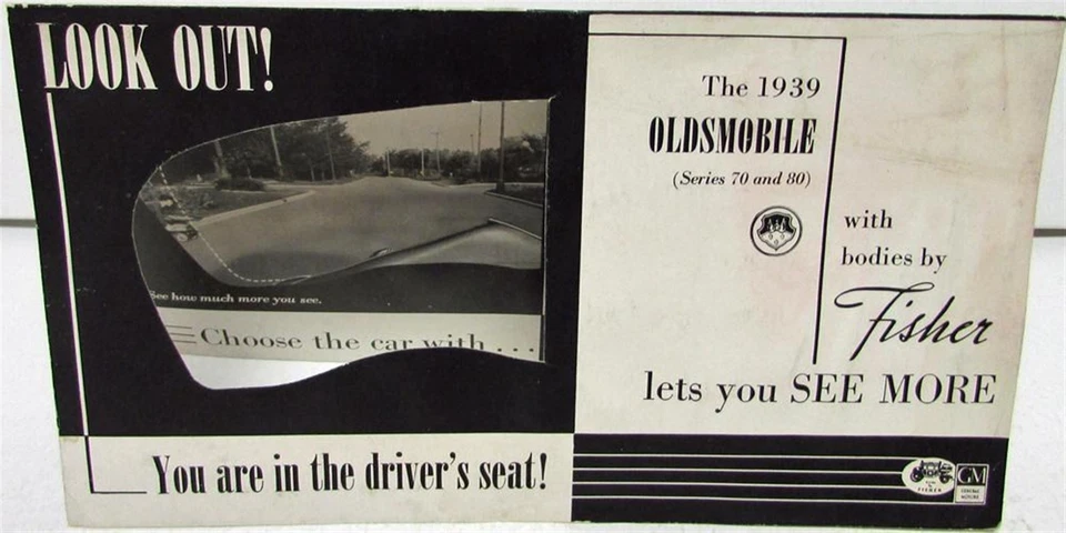 Oldsmobile Series 70 y 80 1939 parabrisas de Fisher Sales carpeta original Foto 2 de 4