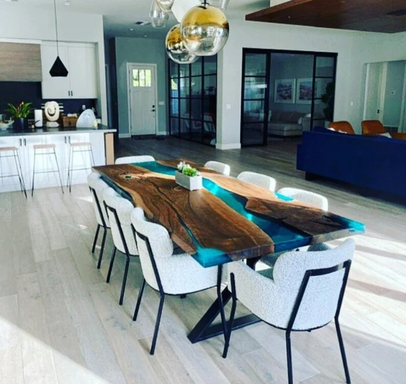 Custom Order Epoxy Resin Table - Epoxy Resin Dining Table, Epoxy Resin Table