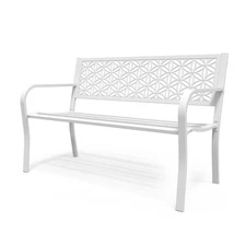 Garden Bench Patio Steel Bench Outdoor Sturdy Porch Park Bench with Backrest