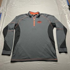 Harley-Davidson Pullover Mens Medium Gray Black Orange Quarter Zip Performance