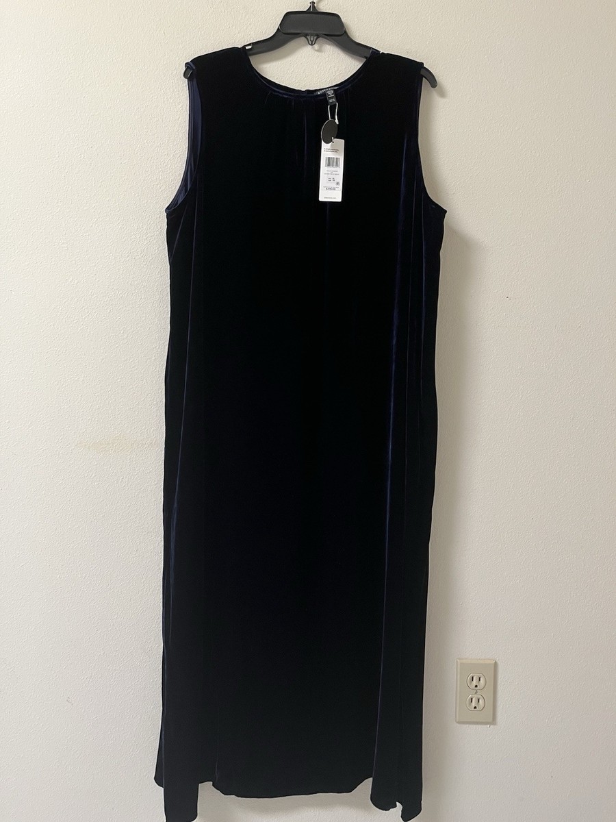 eileen fisher silk dress xl The Eileen Fisher Project XL Silk NWT$378 Button Shirt Dress Blue Black  Plaid