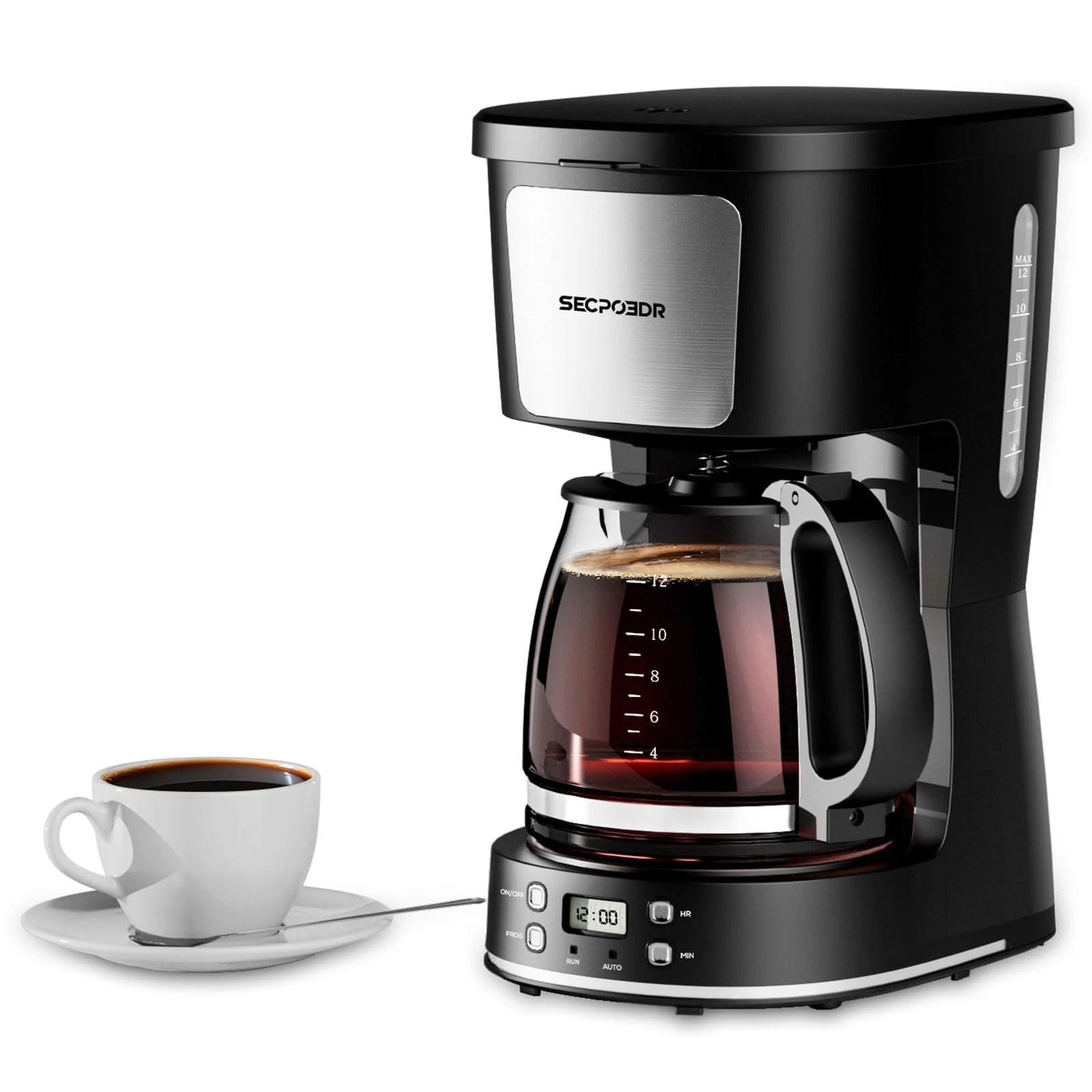 Programmable 12 Cup Coffee Maker with Reusable Filter, Drip Coffee Maker with...