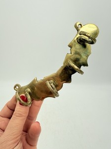 Vintage Brass Bat Wall Key Holder, 4 Hook Entryway