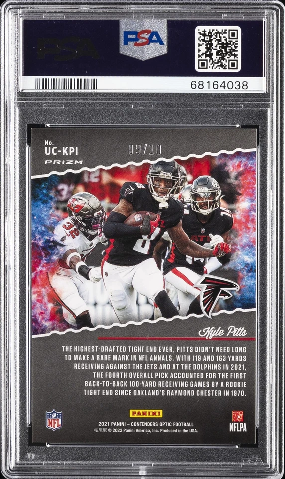 2021 CONTENDERS OPTIC UP & COMING GOLD #KPI KYLE PITTS 9/10 PSA 10 - Image 2 of 2