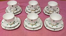 Vintage Royal Vale bone china 18 piece polka dot harlequin tea set