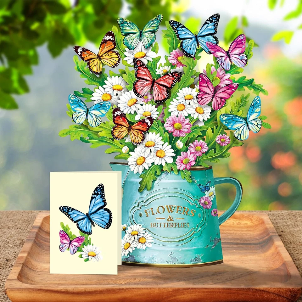 Pop up Flower Cards, 3 Packs, Daisies and Butterflies,12Inch Forever Flower Bouq - Image 4 of 4