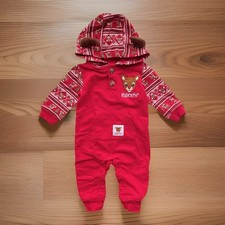 Rudolph the Red Nose Reindeer Baby Boys Girls Hooded Christmas Coverall Red 3M