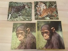 70er Jahre ASS Tier Puzzle 3x 25 Teile Altenburg Lieblinge im Zoo Tiger Affe