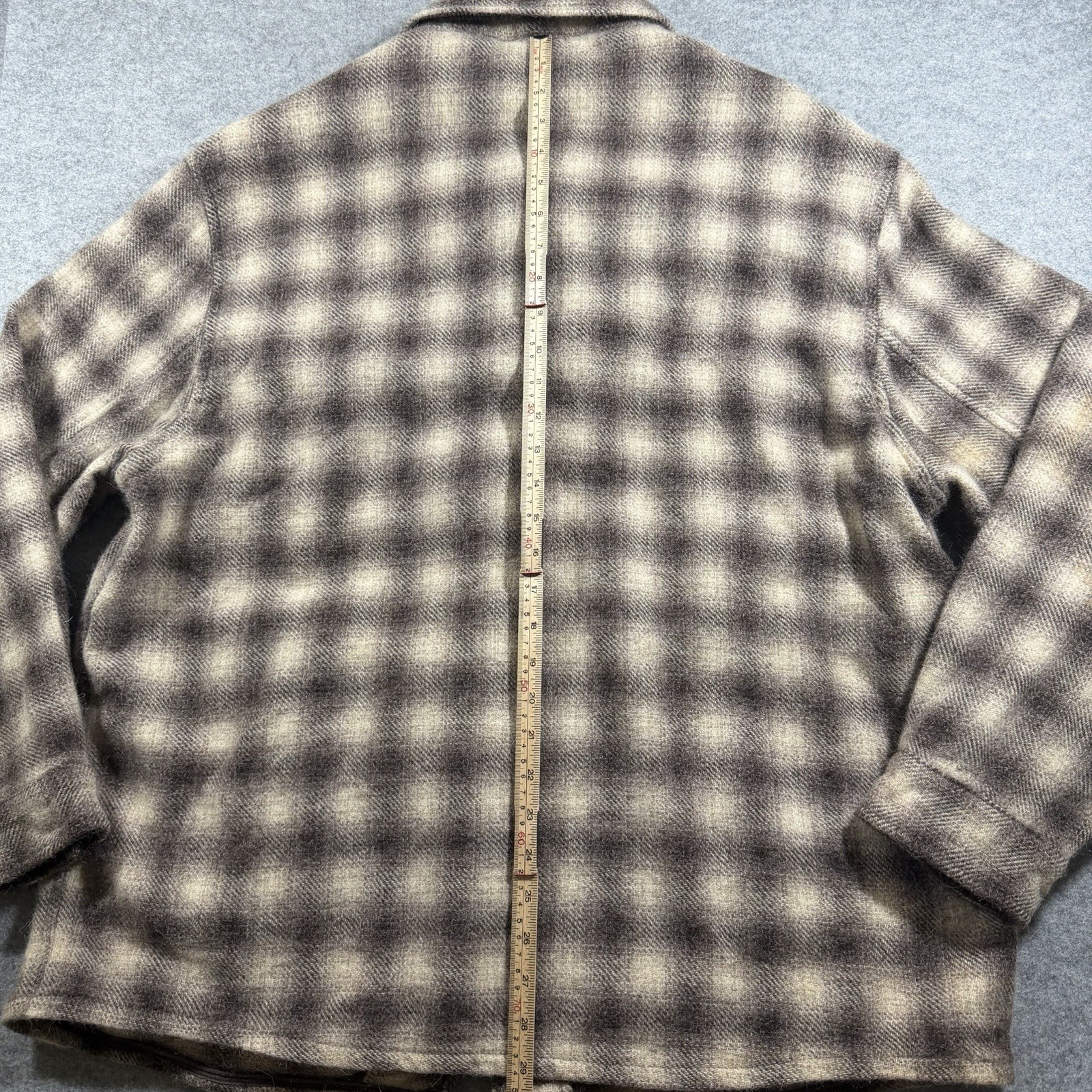 Banana Republic Wool Bomber Jacket Mens XL Brown Plaid Full Zip Cotton Lined thumbnail 8