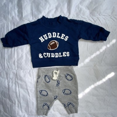 Carter's Newborn Football 2 Piece Outfit Set Navy Top & Gray Pants Cotton