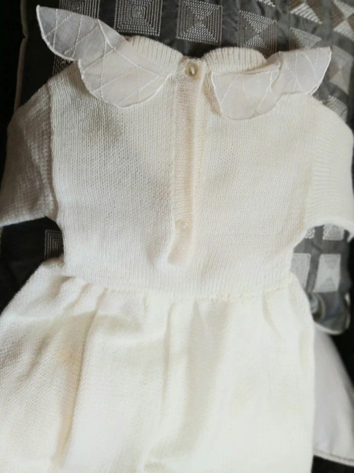Vntg (Baby Dove)Elegant One Piece Knit Baby Girl Outfit 6-9 Months Ivory Brazil  - Image 4 of 4