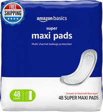 Maxi Pads for Periods Thick  Super Absorbency Unscented 48 Count 1 Pack...
