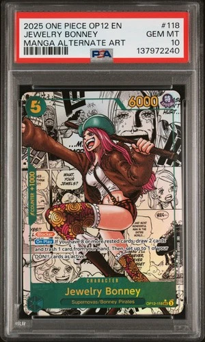 2025 ONE PIECE OP12-LEGACY OF THE MASTER #118 JEWELRY BONNEY PSA 10