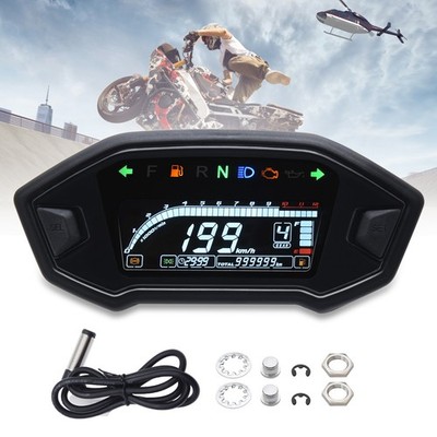 Universal Motorcycle Speedometer Tachometer LCD Digital Odometer Gauge Fuel US