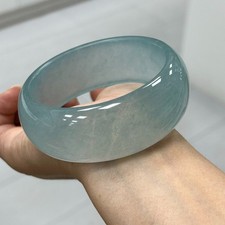 Natural Grade AAA Icy Green Burmese Jade jadeite bracelets Bangle 61mm