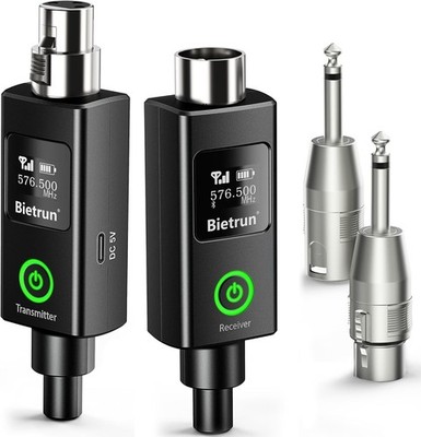 Wireless XLR Transmitter Receiver with 48V Phantom Power, Wireless Microphone XL