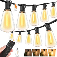 50FT Waterproof LED String Lights with Remote, Dimmable 3 Modes