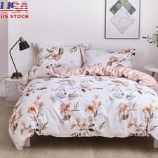 Natural Cotton Floral Duvet Cover Set Soft Comfortable Bedding Luxury Gift New