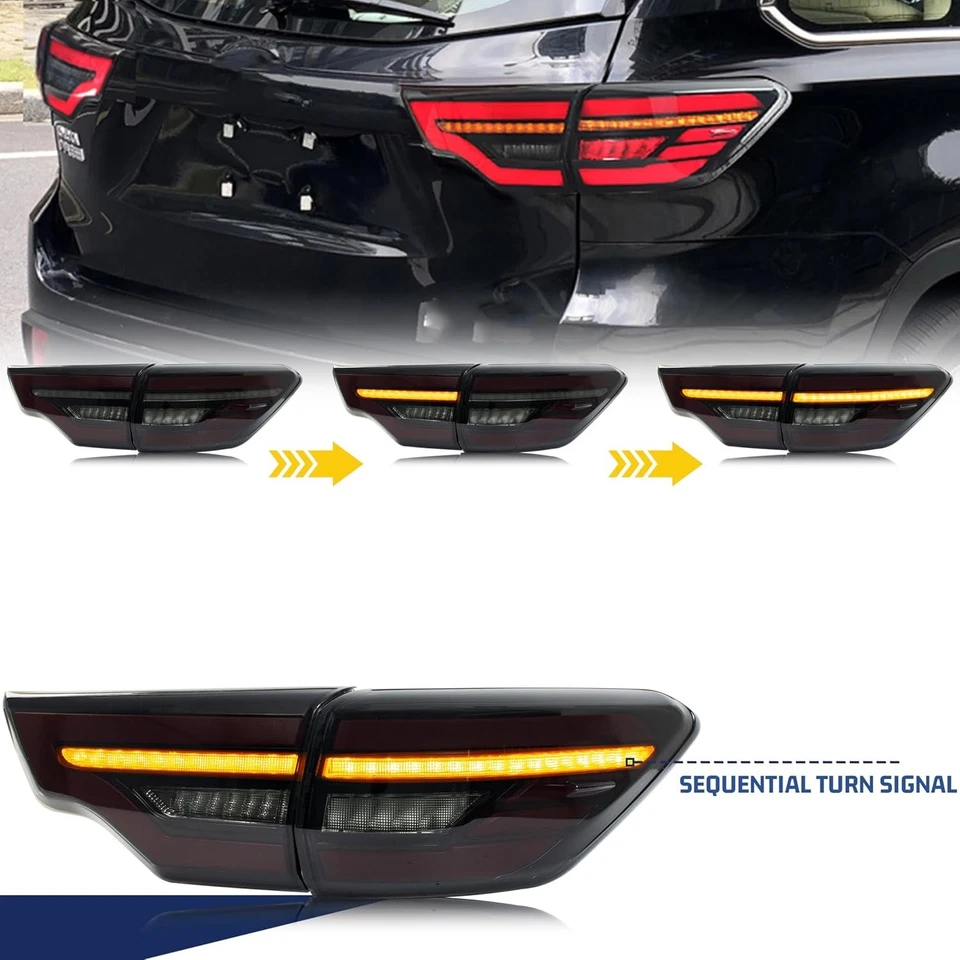 Luces traseras LED para Toyota Highlander 2015-2019 con par de intermitentes secuenciales Foto 4 de 4