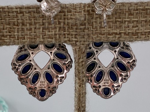 American West Carolyn Pollack Blue Lapis Sterling Silver Dangle Diamond Earrings - Bild 13 von 18