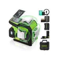 Huepar 3D Laser Level HX03CG ±1/13" Accuracy 3x360° Green Lines LCD Hard Case