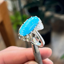 Natural Turquoise Ring, 925 Sterling Silver Handmade Ring, Feroza Gemstone