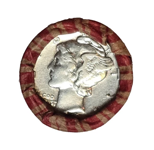 Unsearched Sealed Wheat Penny Roll w/ 90% Silver Mercury Dime &BU Reverse Enders