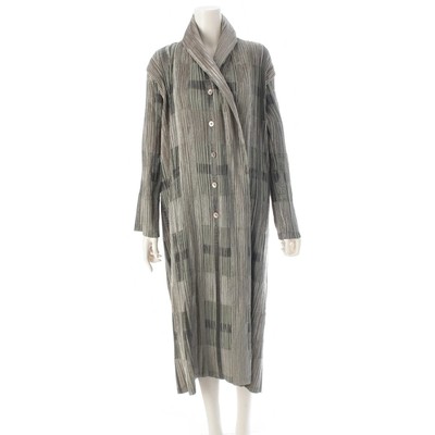 ISSEY MIYAKE Mosaic Pleats Long Outer Coat Jacket IM14FA914 Green 2Auth