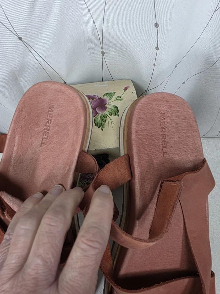 Sandalia Merrell para mujer Juno correa trasera 10 Redwood cómoda cuero clásico con tiras Foto 3 de 4