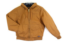 Dickies Mens M Brown Canvas Work Jacket Hooded Quilted Lined Coat