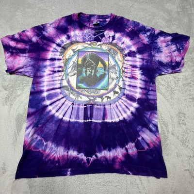 Vintage 90s Purple Tie Dye Cotton Wolf Graphic T-Shirt Jim Morris 2X 2XL Hipie
