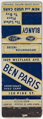 Vintage Matchbook Cover Blangy The Safest Place to buy new used Cars . Struck