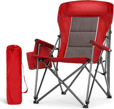 Oversized 29.52" High Back Camping Chairs Heavy Duty Lawn Chair Support 500LBS,