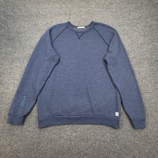 Marine Layer Sherpa Crew Pullover Sweatshirt Mens Large Blue Intuit Sleeve Logo
