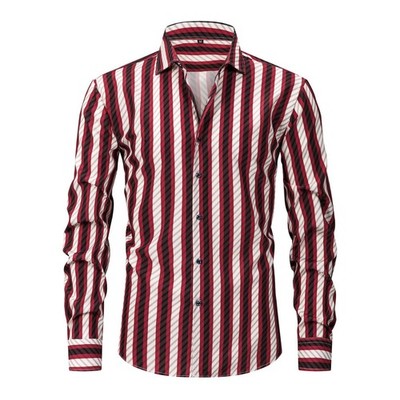 Mens Dress Shirts Formal Long Sleeves Vantage Casual Striped Soft Shirts Tops