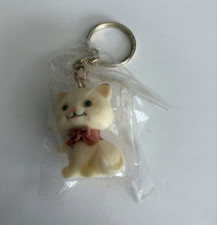 Vintage Russ Plush Cat Kitten Keychain w/ Pink Bow. 1980  s.