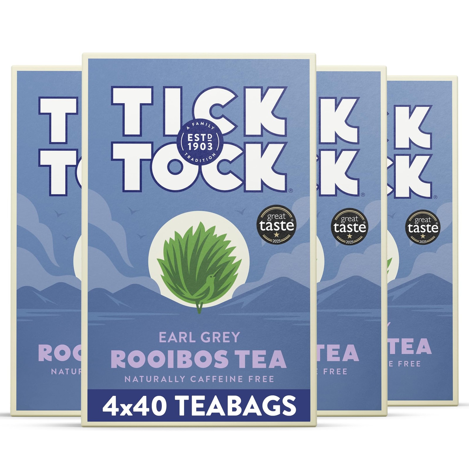 Tick Tock Earl Grey Rooibos Tea, Naturally Decaf 160 Teabags (4 x 40)