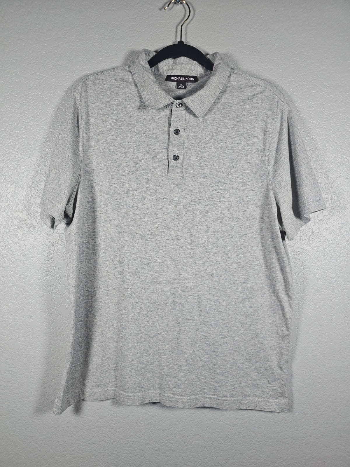 Michael Kors Mens XL Polo Shirt Short Sleeve Gray Logo Designer Luxury Collared