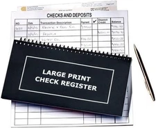 Jumbo Print Check Register Book Large Print Spiral Bound 10" X 5" Durable Pages