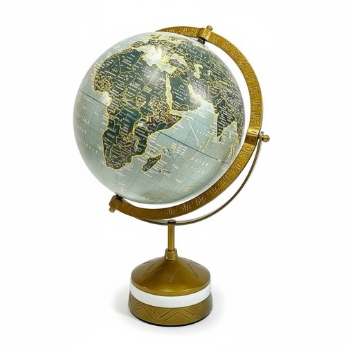 Vintage Old World Globe Single Axis Metal Frame Marble Base Tabletop Desktop 14"