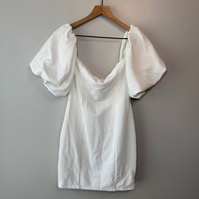 Free People Beach Bubbly Puff Sleeve Mini Dress White Size Medium