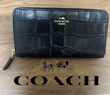 COACH Crocodile style embossed leather long wallet Coach