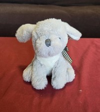 Gray Plush Dog With Gingham Bow