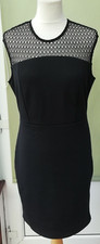 LADIES STRETCH BODYCON DRESS WITH LACE TRIM BLACK SIZE 12 NEW (ref 333) SALE