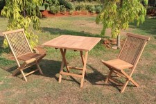 3tlg. Premium Teak Balkon Set klappbar Gartenmöbel Gartenset Teaktisch 3 Größen